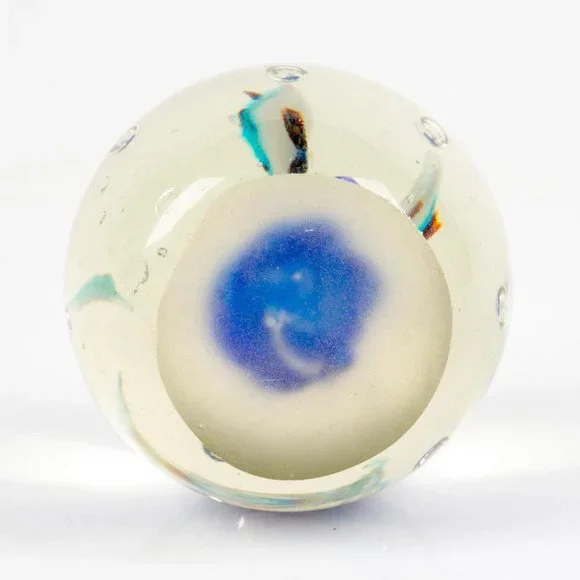 Vintage Unique Glass Paperweight Featuring Two Whales